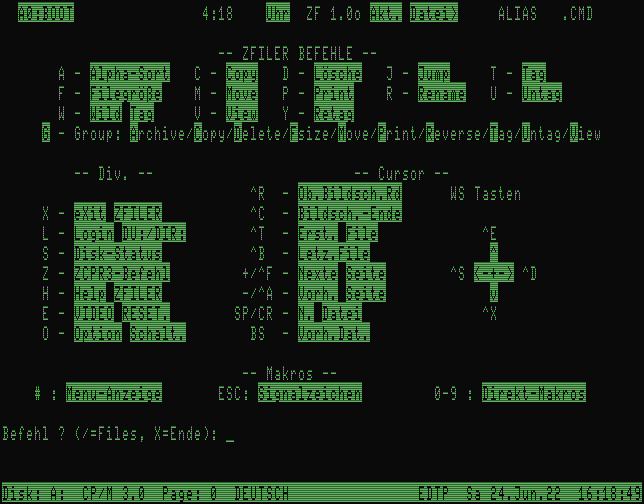 Genie IIIs CP/M 3 Klaus Kaempf mit ZFILER