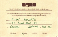 Sage Warranty cards